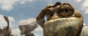 Movie still from “Rango” (2011), directed by Gore Verbinski – View of a creature with a hat on; Close Up shot, Low angle