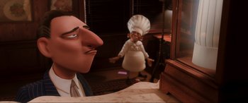 Movie still from “Ratatouille” (2007), directed by Jan Pinkava – An image of an animated character looking in the mirror; Medium shot, Low angle