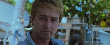 Movie still from “Red Dragon” (2002), directed by Brett Ratner – A person wearing a blue shirt; Close Up shot, Over the shoulder angle