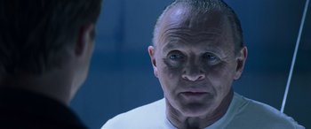 Movie still from “Red Dragon” (2002), directed by Brett Ratner – An older man is looking into a mirror; Close Up shot, Over the shoulder angle