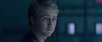 Movie still from “Red Dragon” (2002), directed by Brett Ratner – A person wearing a black shirt; Close Up shot, Over the shoulder angle