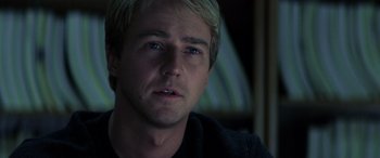 Movie still from “Red Dragon” (2002), directed by Brett Ratner – A man's face in the dark; Close Up shot, Over the shoulder angle