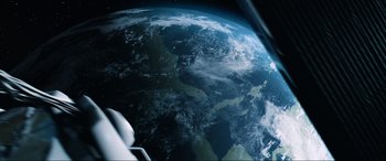 Movie still from “Resident Evil: Apocalypse” (2004), directed by Alexander Witt – A view of the earth taken from a space craft; Extreme Wide shot, Overhead angle