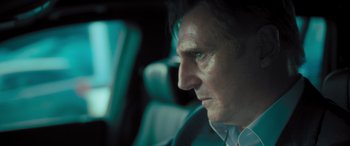 Movie still from “Retribution” (2023), directed by Nimród Antal – A person in a car; Close Up shot, Low angle