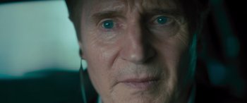 Movie still from “Retribution” (2023), directed by Nimród Antal – An older man with blue eyes looking at the camera; Close Up shot, Low angle