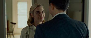 Movie still from “Revolutionary Road” (2008), directed by Sam Mendes – A man and a woman talking to each other; Close Up shot, Over the shoulder angle