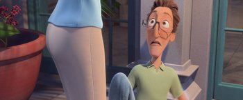 Movie still from “Rio” (2011), directed by Carlos Saldanha – An animated person with glasses is looking at another person; Close Up shot, Over the shoulder angle