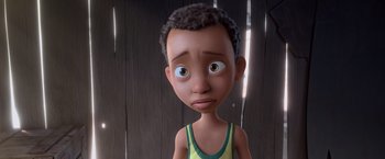 Movie still from “Rio” (2011), directed by Carlos Saldanha – A cartoon of a boy with a sad look on his face; Close Up shot, High angle