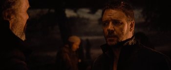 Movie still from “Robin Hood” (2010), directed by Ridley Scott – A person with a beard; Close Up shot, Over the shoulder angle