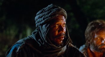 Movie still from “Robin Hood: Prince of Thieves” (1991), directed by Kevin Reynolds – A person wearing a turban; Close Up shot, Low angle