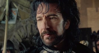 Movie still from “Robin Hood: Prince of Thieves” (1991), directed by Kevin Reynolds – A person with long hair; Close Up shot, Low angle
