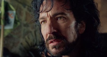 Movie still from “Robin Hood: Prince of Thieves” (1991), directed by Kevin Reynolds – A person with long hair; Close Up shot, Low angle