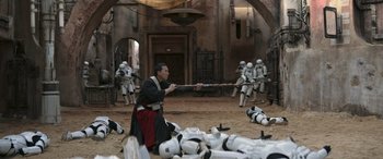 Movie still from “Rogue One: A Star Wars Story” (2016), directed by Gareth Edwards – Wide shot, High angle