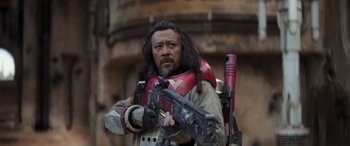 Movie still from “Rogue One: A Star Wars Story” (2016), directed by Gareth Edwards – Medium shot, Low angle