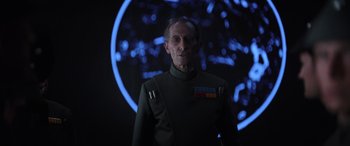Movie still from “Rogue One: A Star Wars Story” (2016), directed by Gareth Edwards – Medium shot, Low angle