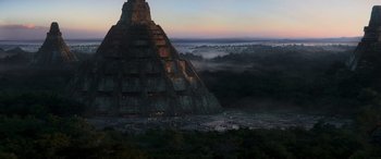 Movie still from “Rogue One: A Star Wars Story” (2016), directed by Gareth Edwards – An image of a large pyramid in the middle of the night; Extreme Wide shot, Low angle