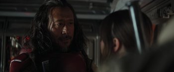 Movie still from “Rogue One: A Star Wars Story” (2016), directed by Gareth Edwards – Close Up shot, Over the shoulder angle