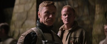 Movie still from “Rogue One: A Star Wars Story” (2016), directed by Gareth Edwards – Close Up shot, Over the shoulder angle