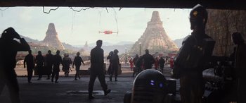 Movie still from “Rogue One: A Star Wars Story” (2016), directed by Gareth Edwards – Extreme Wide shot, Low angle