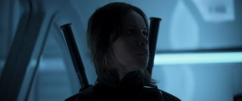 Movie still from “Rogue One: A Star Wars Story” (2016), directed by Gareth Edwards – Close Up shot, Low angle