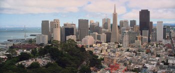 Movie still from “San Andreas” (2015), directed by Brad Peyton – A view of a city from a high point; Extreme Wide shot, High angle