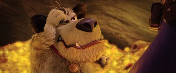 Movie still from “Scoob!” (2020), directed by Tony Cervone – A stuffed animal dog; Close Up shot, High angle