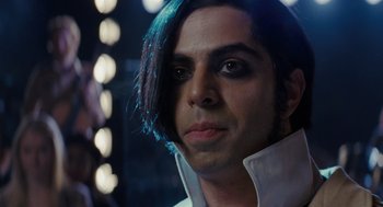 Movie still from “Scott Pilgrim vs. the World” (2010), directed by Edgar Wright – A person wearing a white shirt; Close Up shot, Over the shoulder angle