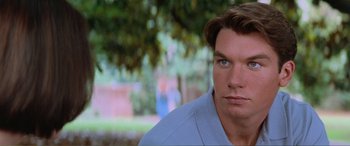 Movie still from “Scream 2” (1997), directed by Wes Craven – A man that is looking at the camera; Close Up shot, Low angle