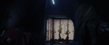 Movie still from “Secret Headquarters” (2022), directed by Henry Joost – A view of a room from a person's point of view; Close Up shot, Over the shoulder angle