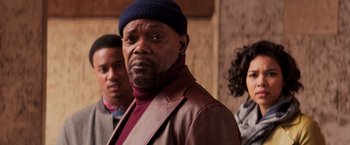 Movie still from “Shaft” (2019), directed by Tim Story – A group of men standing next to each other; Close Up shot, Low angle