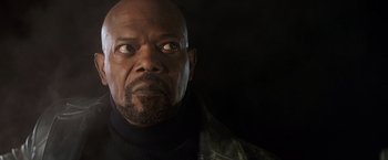Movie still from “Shaft” (2019), directed by Tim Story – A person looking at the camera; Close Up shot, Low angle