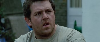 Movie still from “Shaun of the Dead” (2004), directed by Edgar Wright – Close Up shot, Low angle