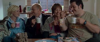 Movie still from “Shaun of the Dead” (2004), directed by Edgar Wright – Medium shot, Over the shoulder angle