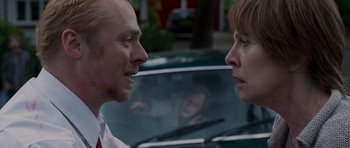 Movie still from “Shaun of the Dead” (2004), directed by Edgar Wright – Close Up shot, Over the shoulder angle