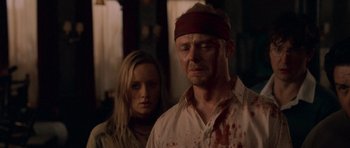 Movie still from “Shaun of the Dead” (2004), directed by Edgar Wright – Close Up shot, Over the shoulder angle