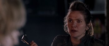 Movie still from “Shaun of the Dead” (2004), directed by Edgar Wright – A person talking to a camera; Close Up shot, Over the shoulder angle