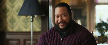 Movie still from “Shazam!” (2019), directed by David F. Sandberg – A person wearing a jacket; Close Up shot, Low angle