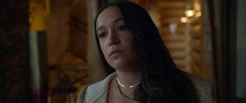 Movie still from “Sick” (2022), directed by John Hyams – A person with long hair; Close Up shot, Low angle