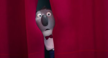 Movie still from “Sing 2” (2021), directed by Christophe Lourdelet – The head of a cartoon character; Close Up shot, Low angle