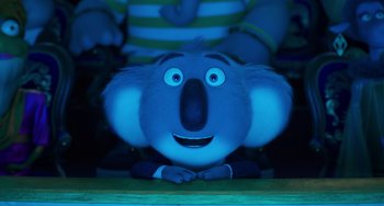 Movie still from “Sing 2” (2021), directed by Christophe Lourdelet – The head and face of a cartoon character; Close Up shot, Low angle