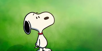 Movie still from “Snoopy Presents: To Mom (and Dad), with Love” (2022), directed by Clay Kaytis – A drawing of a dog with a red collar; Extreme Wide shot, High angle