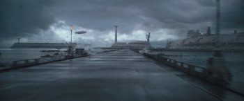Movie still from “Solo: A Star Wars Story” (2018), directed by Ron Howard – An image of an industrial area in the middle of the day; Extreme Wide shot, Low angle