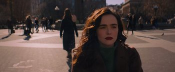 Movie still from “Something from Tiffany's” (2022), directed by Daryl Wein – Two women walking down a street in the sun; Close Up shot, Over the shoulder angle