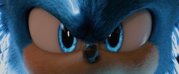 Movie still from “Sonic the Hedgehog” (2020), directed by Jeff Fowler – The eyes of an animal; Extreme Close Up shot, Over the shoulder angle