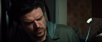 Movie still from “Brightburn” (2019), directed by David Yarovesky – A person wearing a jacket; Close Up shot, Over the shoulder angle