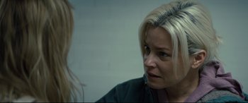 Movie still from “Brightburn” (2019), directed by David Yarovesky – A woman with blonde hair is talking to another woman; Close Up shot, Over the shoulder angle