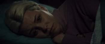 Movie still from “Brightburn” (2019), directed by David Yarovesky – A person laying on a bed; Close Up shot, High angle