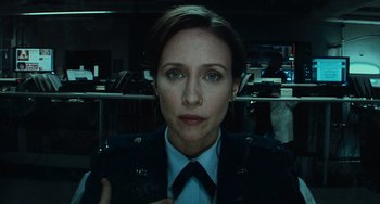Movie still from “Source Code” (2011), directed by Duncan Jones – A person wearing a military uniform; Close Up shot, Low angle