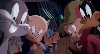 Movie still from “Space Jam” (1996), directed by Joe Pytka – A cartoon character's eyes; Medium shot, High angle