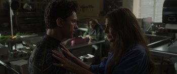 Movie still from “Spider-Man: No Way Home” (2021), directed by Jon Watts – A man and a woman are looking at one another; Close Up shot, Over the shoulder angle